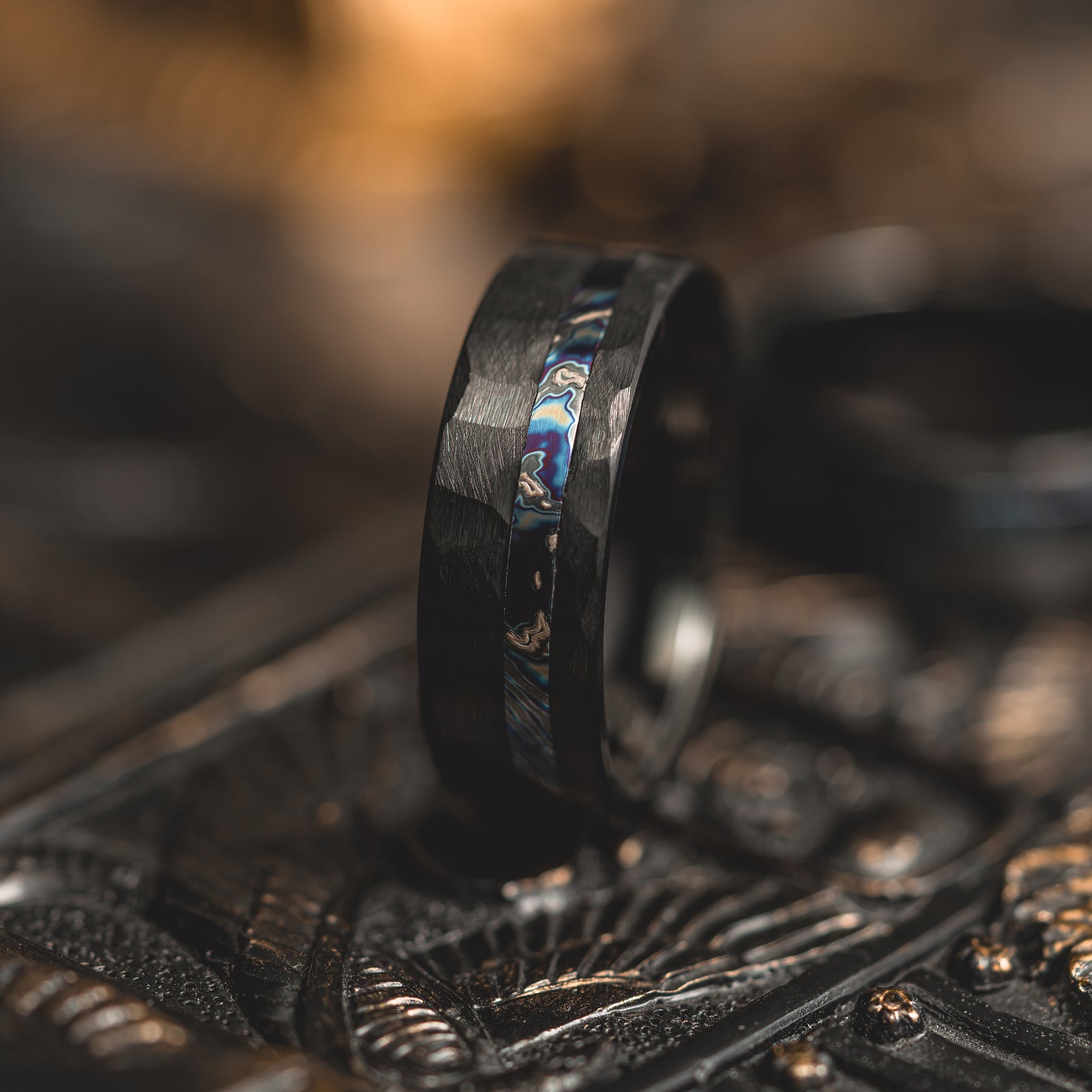 "Vulcan’s Edge" – Black Tungsten with Zircuti Inlay