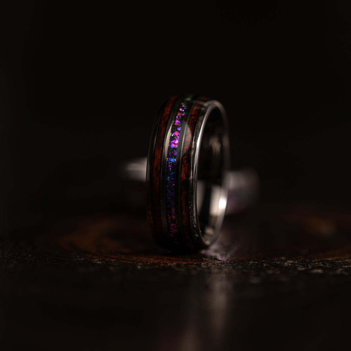 "Celestial Serpent" Domed Nebula x Snakewood Ring- 8mm