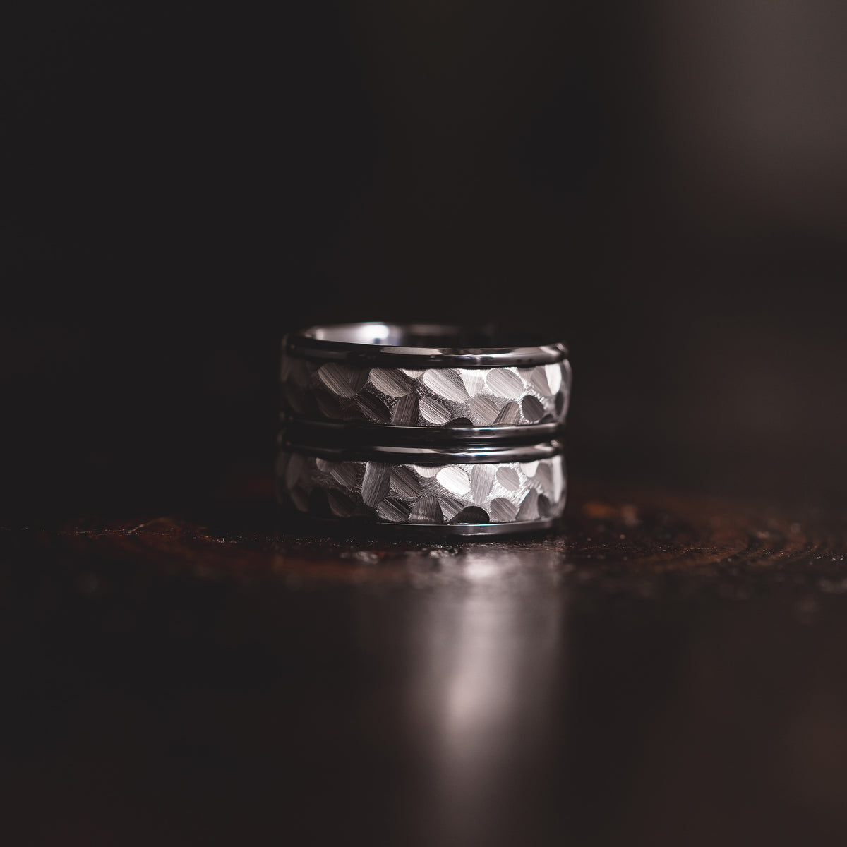 &quot;Hades&quot; Black Zirconium x Silver Tungsten- 8mm