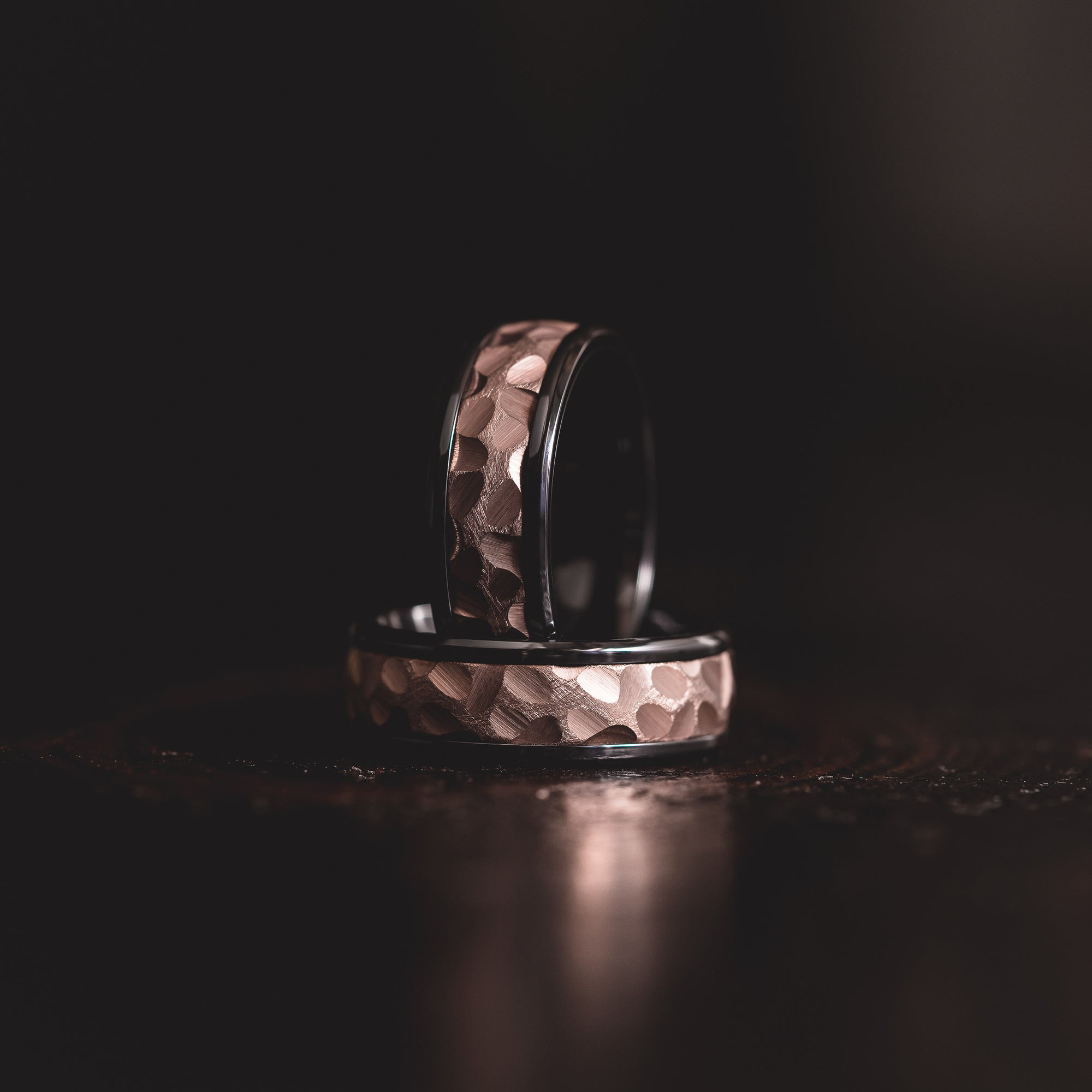 "Hades" Black Zirconium x Rose Gold Tungsten- 8mm