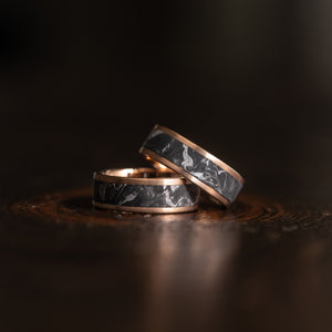 "Athena"  Forged Carbon Fiber/Brushed Rose Gold Tungsten Ring