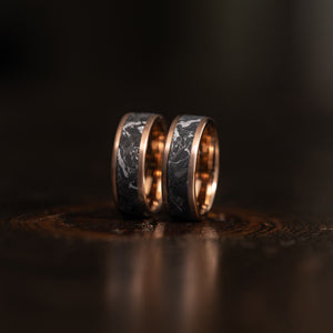"Athena"  Forged Carbon Fiber/Brushed Rose Gold Tungsten Ring