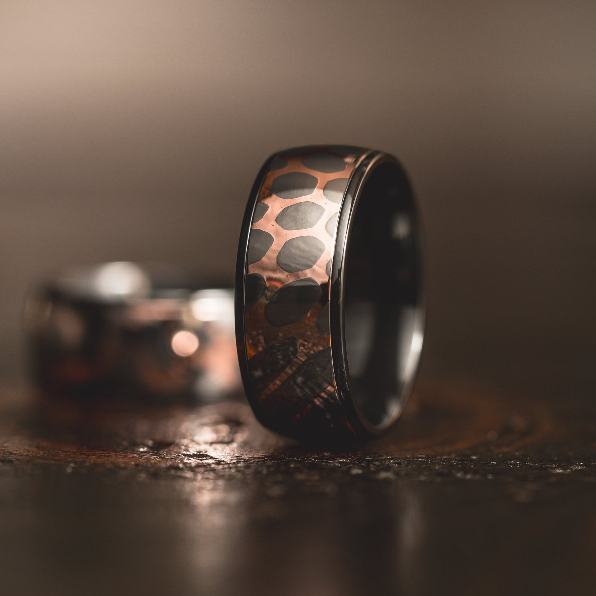 "Eclipse" Black Zirconium ring with Super Conductor Inlay- 6mm/8mm/10mm