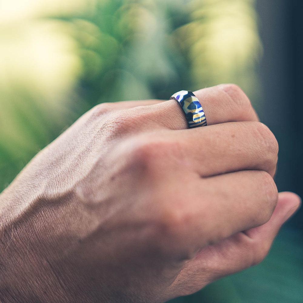 "Poseidon" Hammered Timascus Ring-Rings By Lux