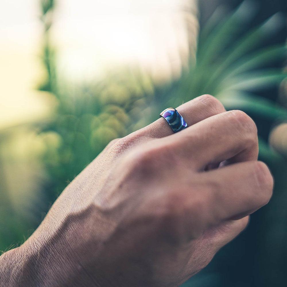 "Poseidon" Hammered Timascus Ring-Rings By Lux