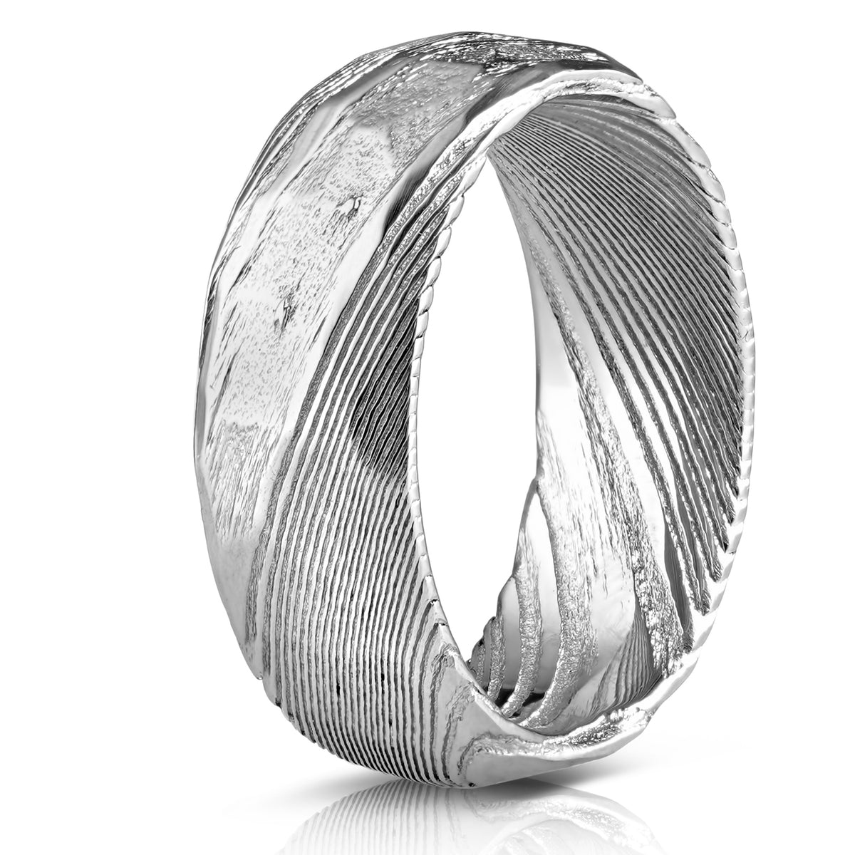 Hammered "Poseidon"  Steel Ring- Full Polish