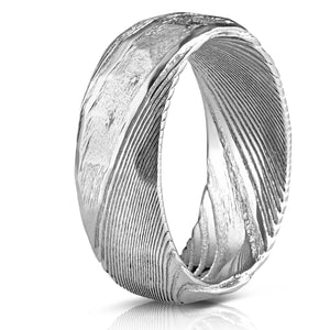 Hammered "Poseidon"  Steel Ring- Full Polish