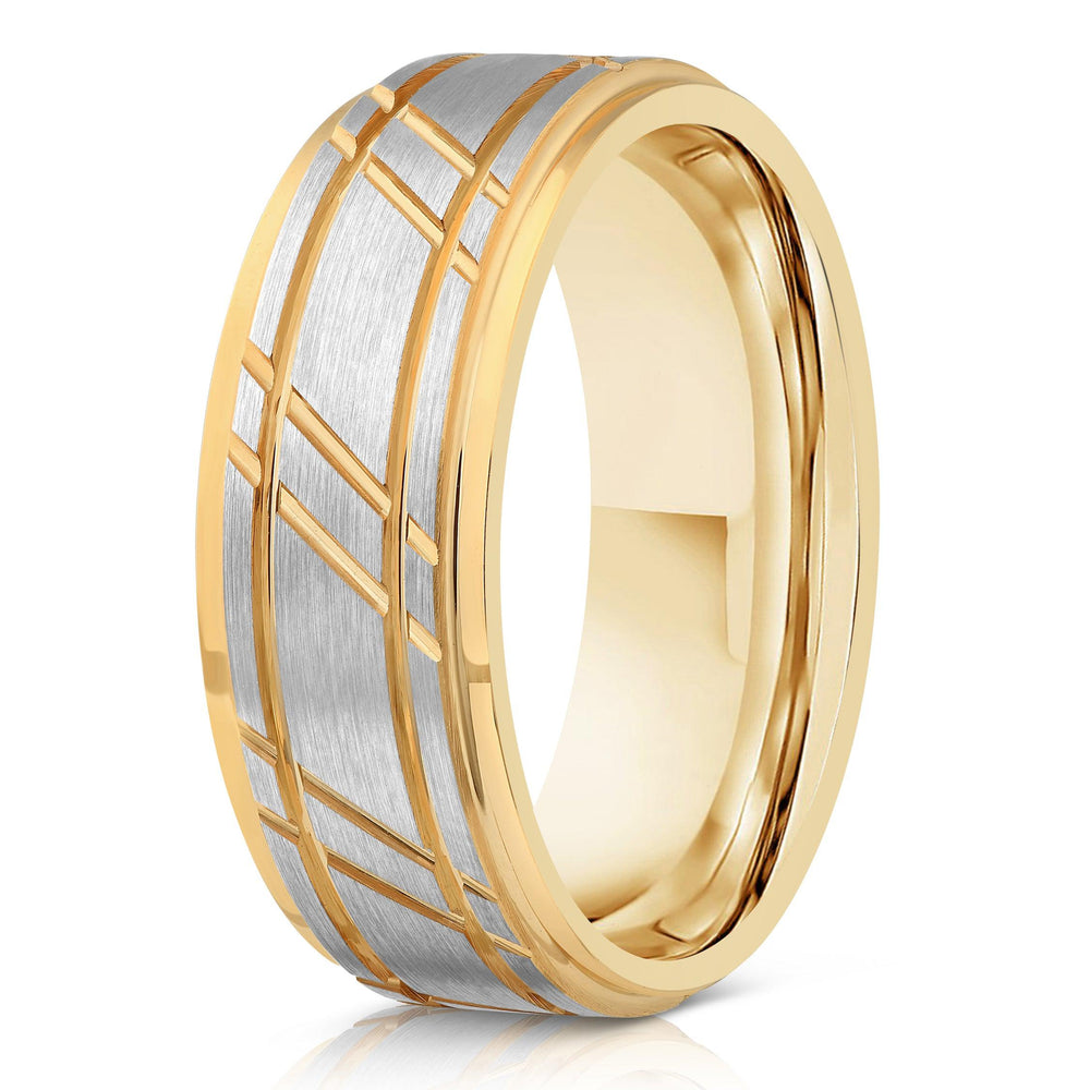 Apollo Silveryellow Gold Tungsten Carbide Ring Flat 6mm8mm Rbl 