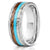 "Zeus" Hammered Ring- Silver with Charred Whiskey Barrel, Turquoise and Antler