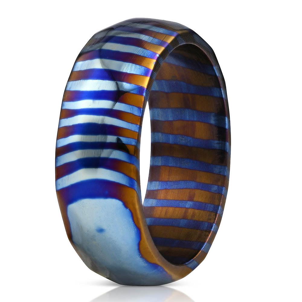 "Poseidon" Hammered Timascus Ring-Rings By Lux