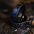 "Zeus" Hammered Nebula Ring- Meteorite and Opal- Black 8mm