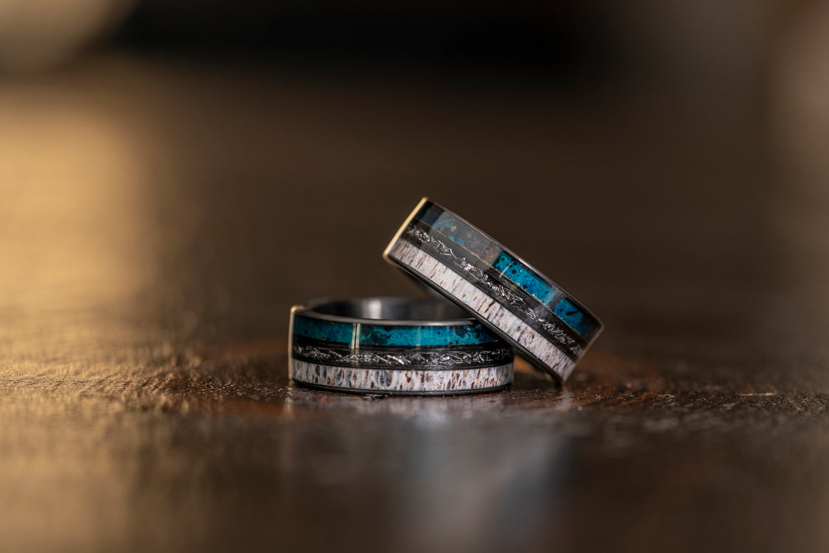 "Dionysus" Antler x Oxidized Copper x Meteorite- Black 8mm