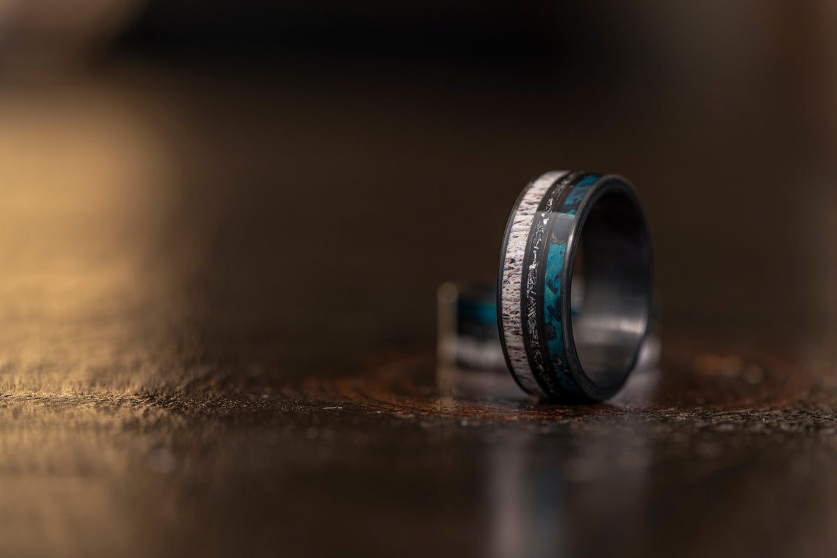 "Dionysus" Antler x Oxidized Copper x Meteorite- Black 8mm