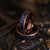 "Zeus" Domed Nebula Ring- Meteorite and Opal- Smoked Rose Gold 5mm Womens