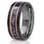 "Zeus" Hammered Tungsten Carbide Ring- Meteorite and Opal- Black/Rose- 6mm/8mm