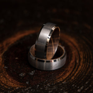 "Artemis"  Whiskey Inlay x Silver Tungsten Ring