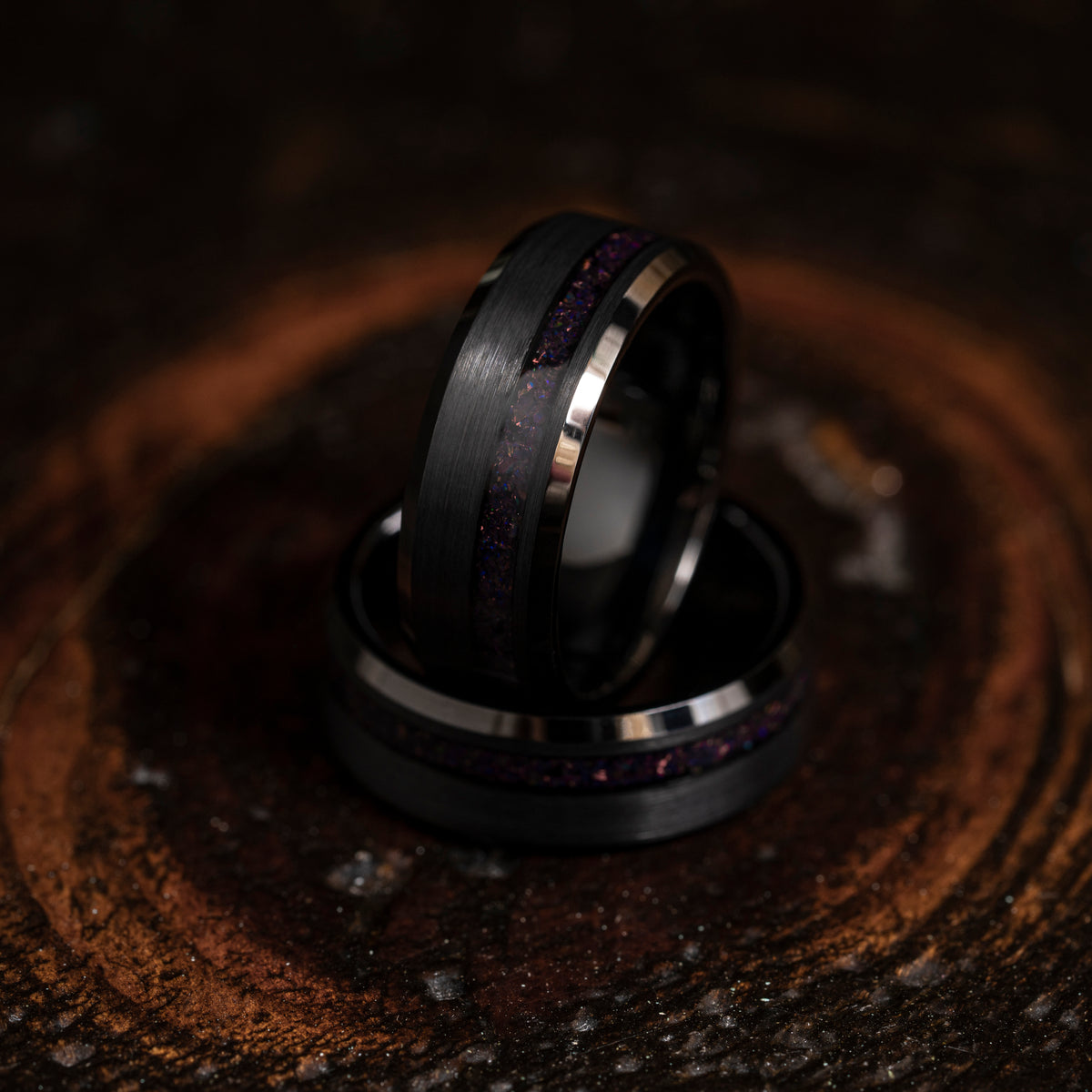 &quot;Artemis&quot;  Black Opal x Black Tungsten Ring