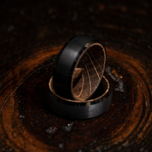 "Artemis"  Whiskey Inlay x Black Tungsten Ring