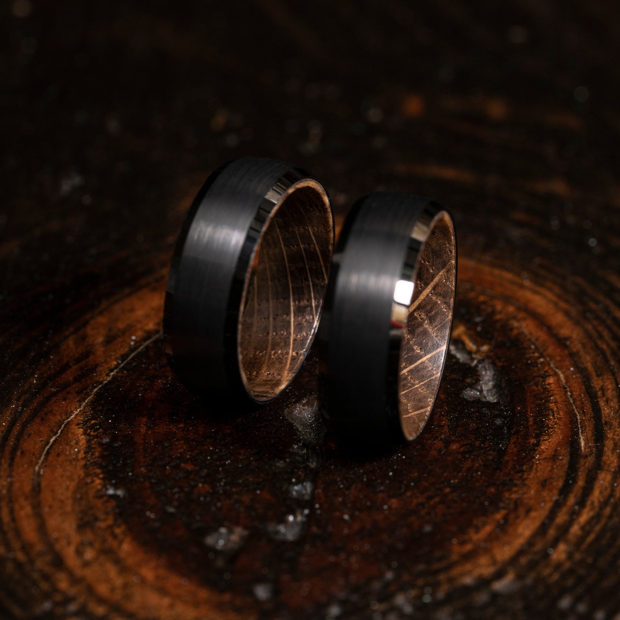 "Artemis"  Whiskey Inlay x Black Tungsten Ring