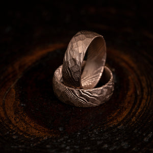 Hammered "Poseidon" Rose Gold Steel Ring- Matte Finish