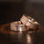 "Zeus" Hammered Tungsten Carbide Ring- Flat with Rose Gold Strip- 6mm/8mm