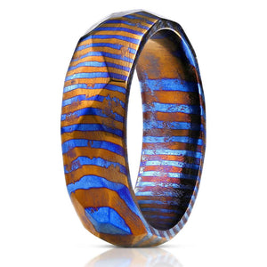 "Poseidon" Hammered Timascus Ring-Rings By Lux