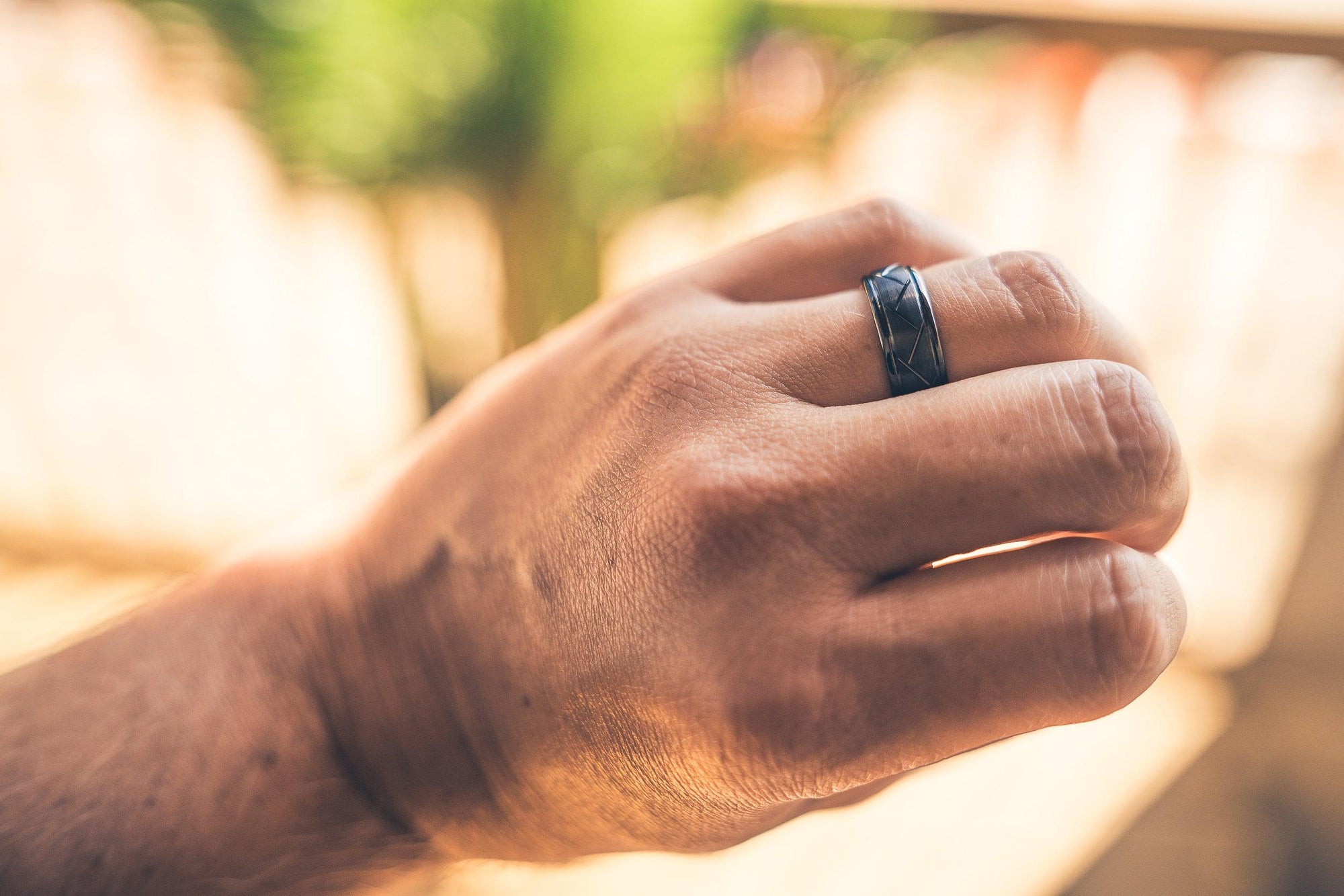 8mm Tungsten Carbide White Cross Ring - Black Domed Wedding Band For Men & Women, Smooth Finish