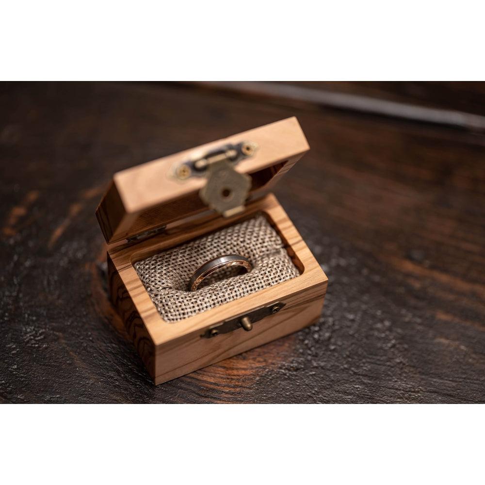 "Apollo" Womens Tungsten Carbide Ring- White Gold w/ Rose Gold Strip- 4mm-Rings By Lux