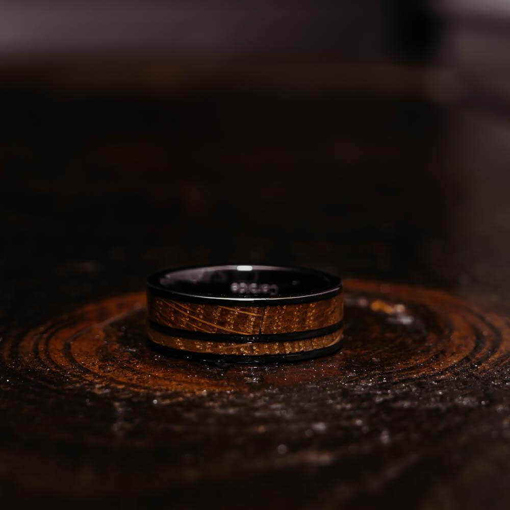 "Atlas" Whisky Barrel Gunmetal Tungsten Ring-Rings By Lux