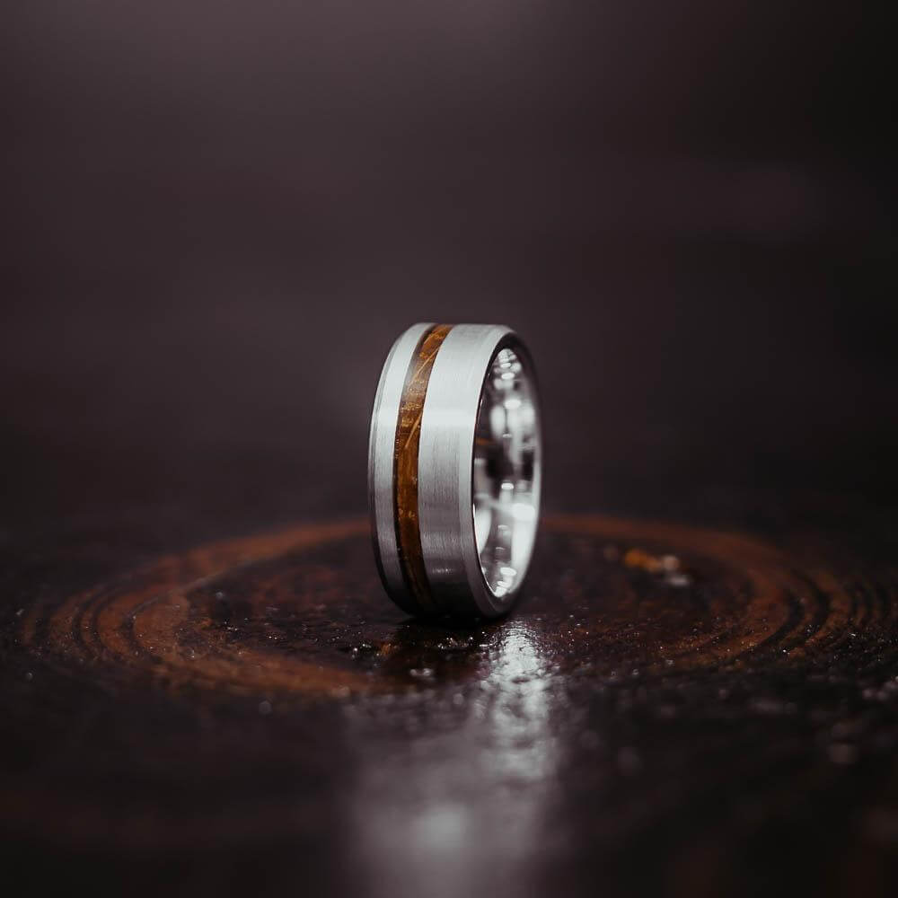 "Artemis" Whisky x Silver Tungsten Ring-Rings By Lux