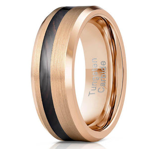 "Artemis" Wenge Wood x Rose Gold Tungsten Ring-Rings By Lux