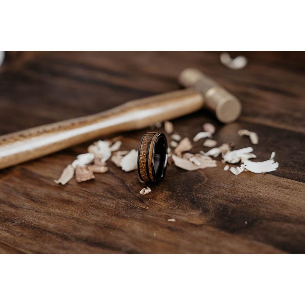 "Atlas" Whisky Barrel Gunmetal Tungsten Ring-Rings By Lux