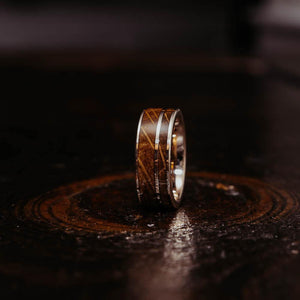 "Atlas" Whisky Barrel Rose Gold Tungsten Ring-Rings By Lux