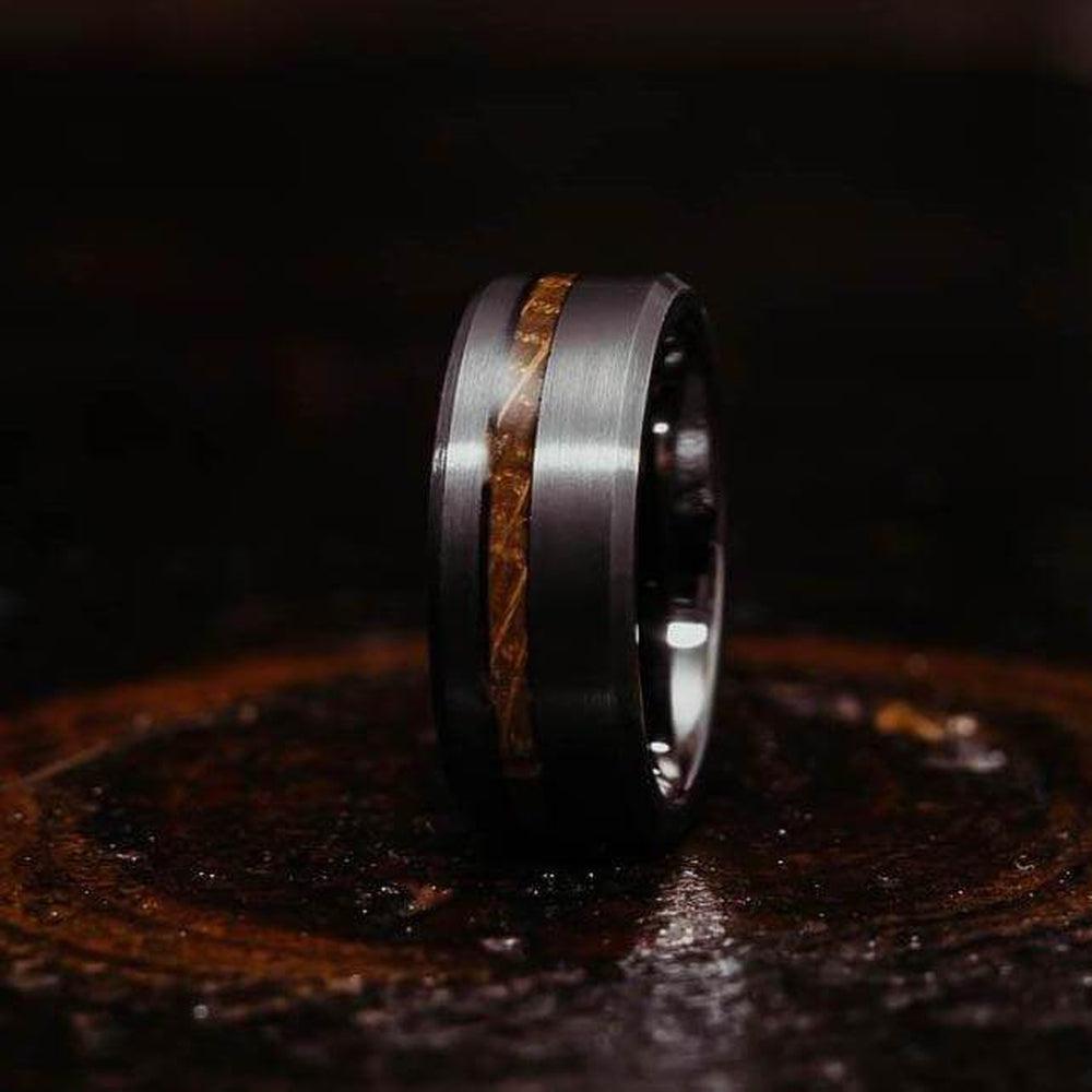 "Artemis" Whisky x Gunmetal Tungsten Ring-Rings By Lux