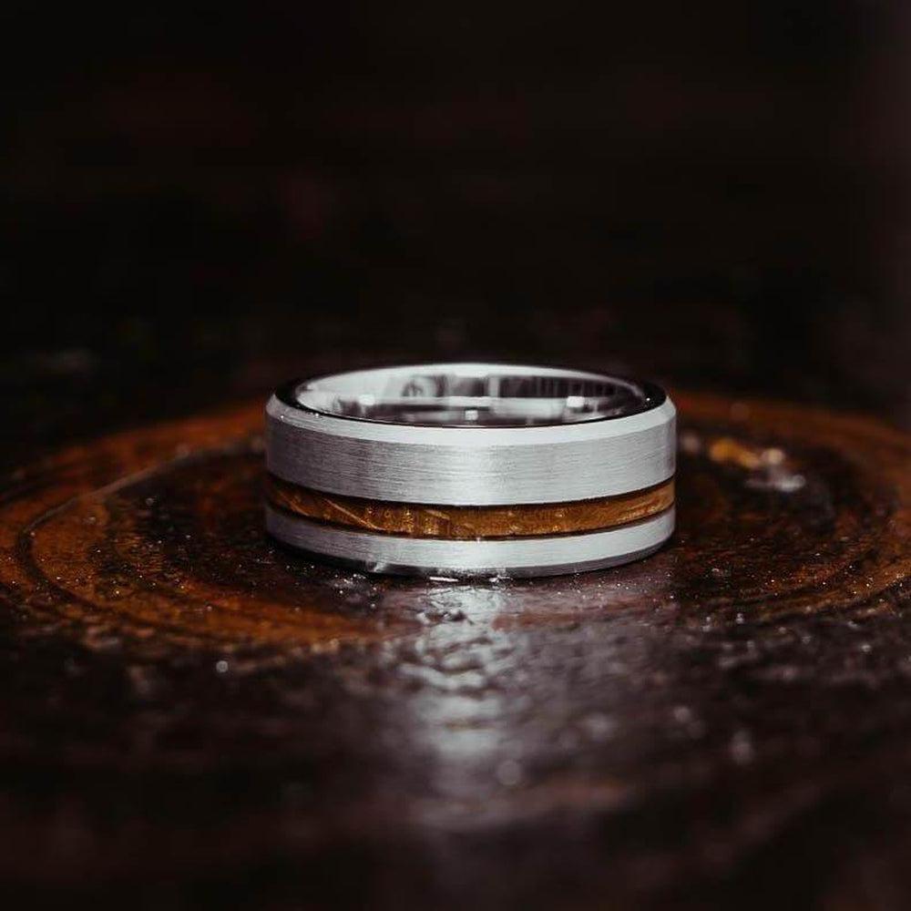 "Artemis" Whisky x Silver Tungsten Ring-Rings By Lux