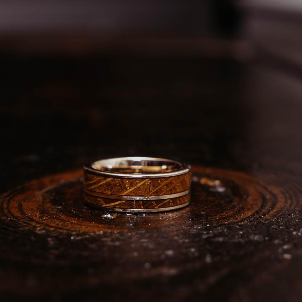 "Atlas" Whisky Barrel Rose Gold Tungsten Ring-Rings By Lux