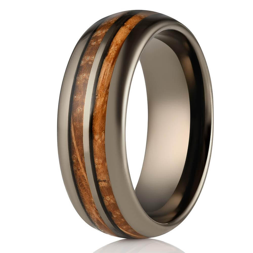 "Dionysus" Whisky Double Barrel Gunmetal Tungsten Ring-Rings By Lux