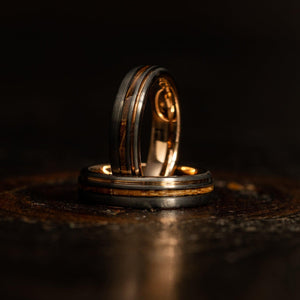 "Dionysis" Womens Tungsten Carbide Ring- Rose Gold X Whiskey Barrel- 5mm