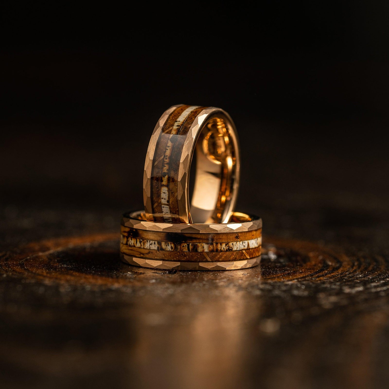 GLEN - WHISKEY BARREL OAK & FISHING LINE WEDDING RING