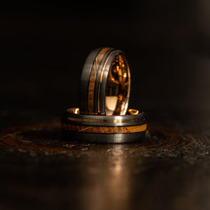 "Dionysus"  Whisky Barrel Gunmetal/Rose Gold Tungsten Ring