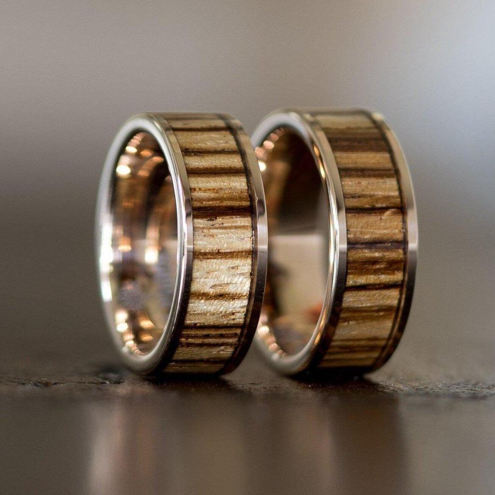 &quot;Apollo&quot; Rose Gold Zebrawood Inlay Ring-Rings By Lux