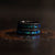 "Zeus" Flat Green Blue Nebula Ring- Meteorite and Opal- Black 5mm Womens