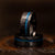 "Zeus" Hammered Tungsten Carbide Ring- Black w/ Blue Opal Strip- 8mm-Rings By Lux