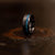 "Zeus" Hammered Tungsten Carbide Ring- Black w/ Blue Opal Strip- 8mm-Rings By Lux