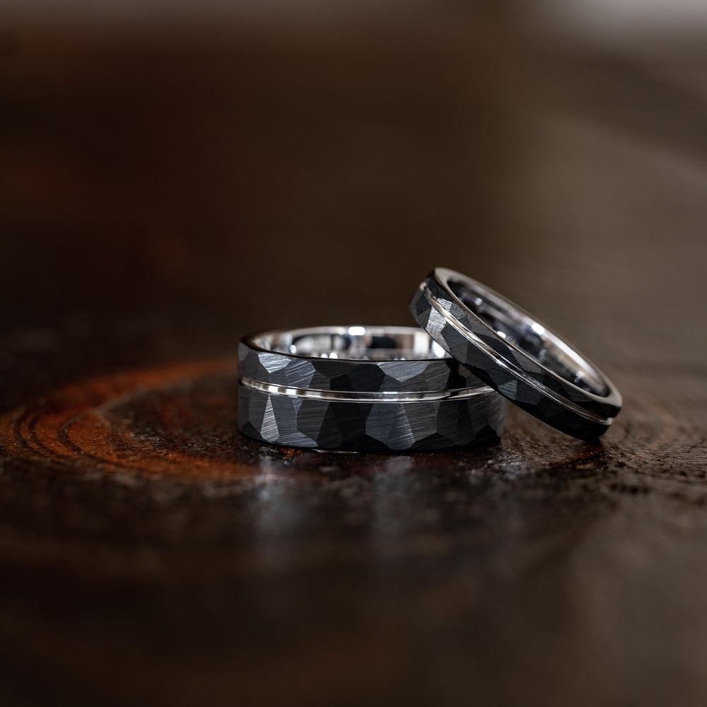 His and Hirs 8mm - Black Tungsten Wedding Band - mens Beveled Edges - Men's Tungsten  Ring Unique - Walmart.com