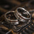 "Perseus" Silver Hammered Tungsten Carbide Ring- Dinosaur and Meteorite- 8mm