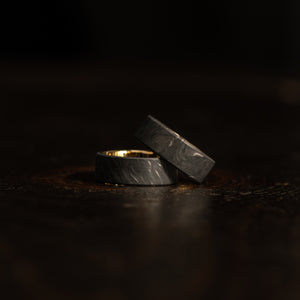 "Athena"  Forged Carbon Fiber/Yellow Gold Tungsten Ring