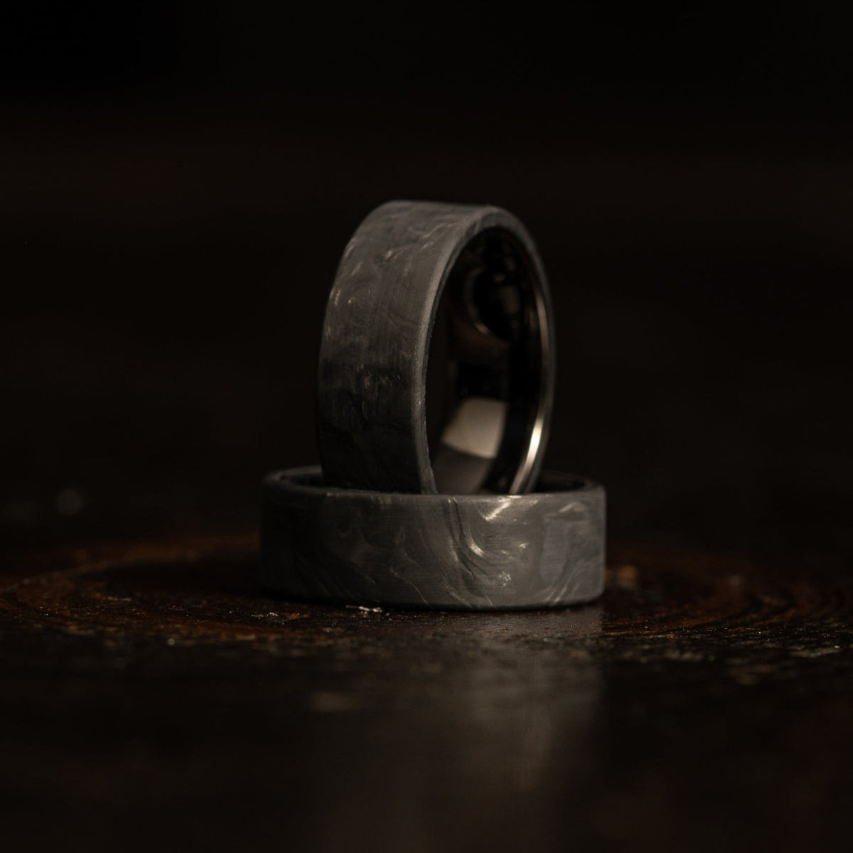 &quot;Athena&quot;  Forged Carbon Fiber/Black Tungsten Ring