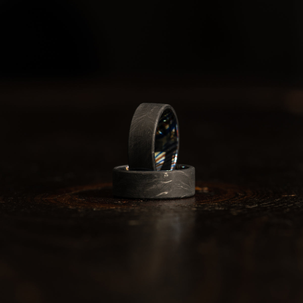 "Athena"  Forged Carbon Fiber/Timascus Titanium Ring