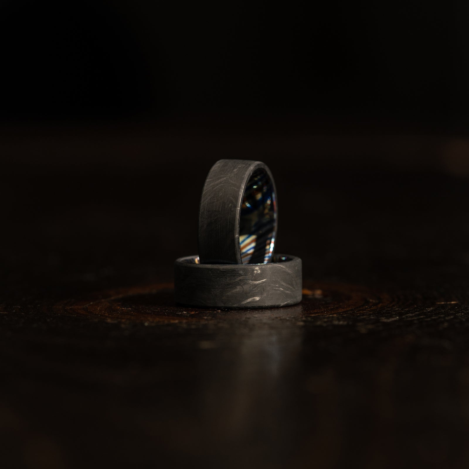 "Athena"  Forged Carbon Fiber/Timascus Titanium Ring